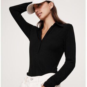 Luxe Wool-Blend Polo Top